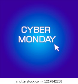 cyber monday with cursor vector illustration on blue background