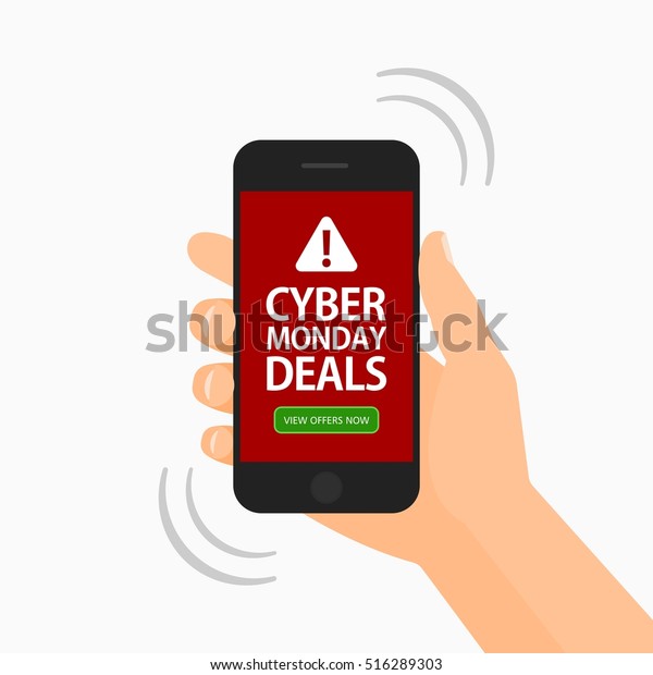 Cyber Monday Deals Alert On Mobile Stock Vector Royalty Free 516289303