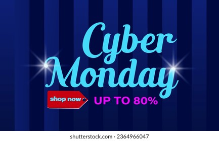Cyber Monday deals Sale banner template design. Cyber Monday sale up to 70% off.