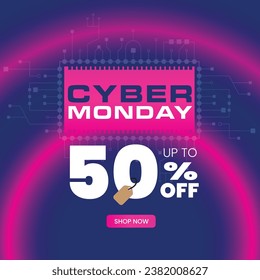 Cyber Monday Discount Ofrece Diseño De Banner Vector