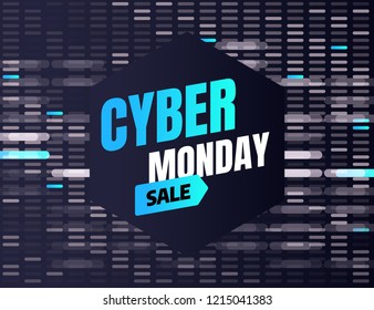 Cyber Monday discount sale concept. Inscription design template. Cyber Monday banner. Vector illustration eps 10.