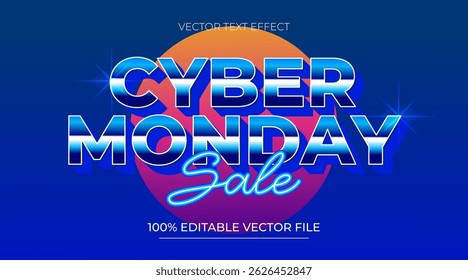 Cyber Monday Editable Text Effect 3D Neon Style with futuristic background