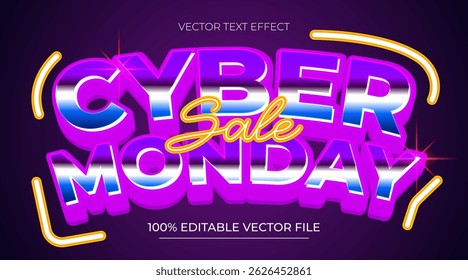Cyber Monday Editable text effect in modern neon style