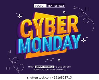 cyber monday editable text, font effect, 3d text for title