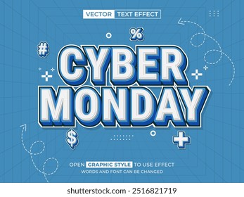 Cyber Monday texto editable, efecto de fuente, texto 3D para el título