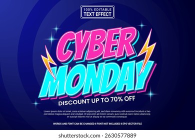 Cyber Monday Editable Vector 3D Text Effect – Playful and Modern Typography Cartoon Style for Poster, Branding, Social Media