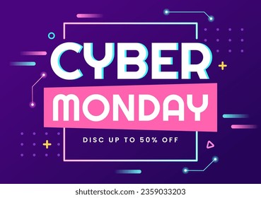 Cyber Monday Event Vector Illustration with Super Sale and Big Discount Purchases Goods in Paper Bags for Promotions in Flat Cartoon Background