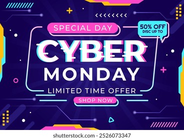 Cyber Monday Event Vector Illustration with Super Sale and Big Discount Purchases Goods in Paper Bags for Promotions in a Flat Style Cartoon Background