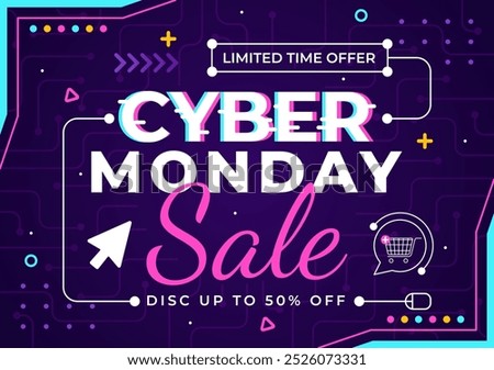 Cyber Monday Event Vector Illustration with Super Sale and Big Discount Purchases Goods in Paper Bags for Promotions in a Flat Style Cartoon Background