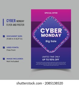 Cyber monday flyer design in free vector, cyber Monday poster design in eps vector