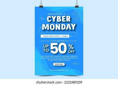 Cyber Monday flyer or poster design template easy to customize simple and elegant design