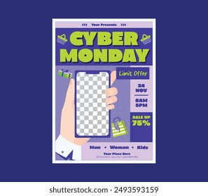 Cyber Monday Flyer. Cyber Monday poster or flyer design template easy to customize simple and elegant design
