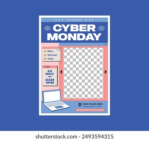 Volante del Cyber Monday. Plantilla de diseño de póster o volante Cyber Monday fácil de personalizar diseño simple y elegante