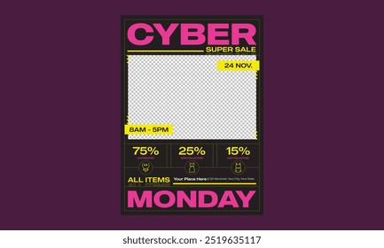 Cyber Monday Flyer. Cyber Monday poster or flyer design template easy to customize simple and elegant design