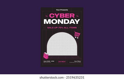 Cyber Monday Flyer. Cyber Monday poster or flyer design template easy to customize simple and elegant design