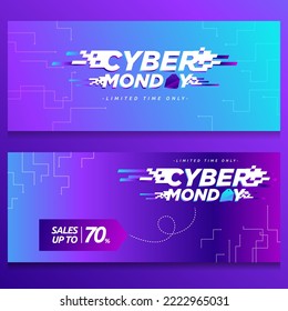 Cyber Monday Font Banner Design with Futuristic Style Color