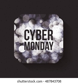 Cyber Monday frame and blured lights icon. ecommerce sale decoration and advertising theme. Black and white design. Vector illustration