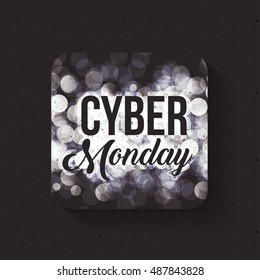 Cyber Monday frame and blured lights icon. ecommerce sale decoration and advertising theme. Black and white design. Vector illustration