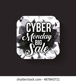 Cyber Monday and frame icon. ecommerce sale decoration and advertising theme. Black and white design. Vector illustration