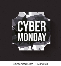 Cyber Monday and frame icon. ecommerce sale decoration and advertising theme. Black and white design. Vector illustration