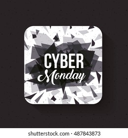 Cyber Monday and frame icon. ecommerce sale decoration and advertising theme. Black and white design. Vector illustration
