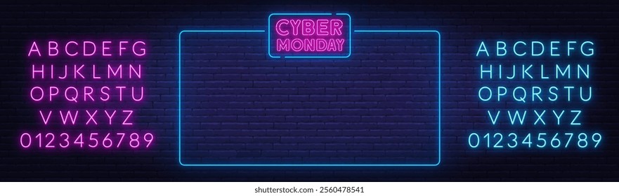 Cyber Monday frame sign on brick wall background.