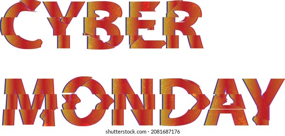 Cyber Montag. Glitch-Effekt. Verzerrung des Designs. Vektorgrafik