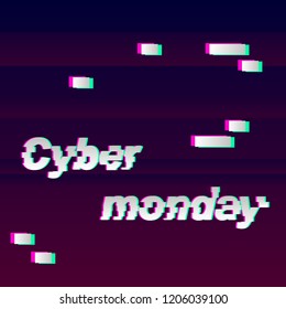 Cyber monday glitch vector illustration