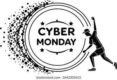 Cyber Monday greeting card with vintage design and festive decorations