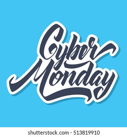 Cyber Monday hand drawn brush lettering design vector royalty free stock illustration perfect for advertising, poster, announcement