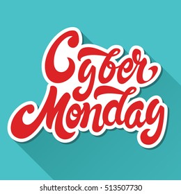 Cyber Monday hand drawn lettering design vector royalty free stock illustration perfect for advertising, poster, announcement
