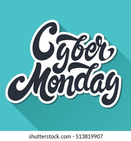 Cyber Monday hand drawn lettering design vector royalty free stock illustration perfect for advertising, poster, announcement