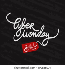 Cyber monday hand-lettering text . Handmade vector calligraphy for your design