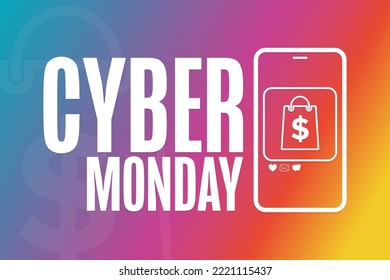 Cyber Monday. Holiday concept. Template for background, banner, card, poster with text inscription. Vector EPS10 illustration