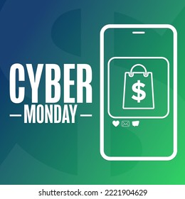 Cyber Monday. Holiday concept. Template for background, banner, card, poster with text inscription. Vector EPS10 illustration