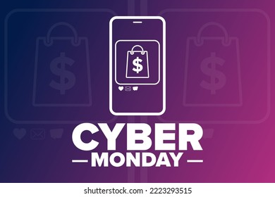 Cyber Monday. Holiday concept. Template for background, banner, card, poster with text inscription. Vector EPS10 illustration