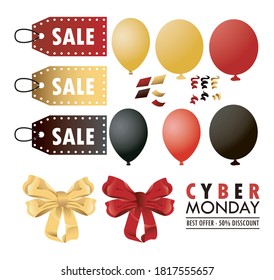 Montag-Feiertagsposter mit festgelegten Farben Helium und Tags Vektorgrafik-Design