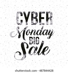 Cyber Monday icon. ecommerce sale decoration and advertising theme. Black and white design. Vector illustration