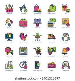 Cyber Monday icon pack for your website design, logo, app, and user interface. Cyber Monday icon filled color design. Vector graphics illustration and editable stroke.