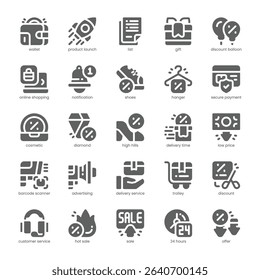Cyber Monday Icon pack for your website, mobile, presentation, and logo design. Cyber Monday Icon solid design. Vector graphics illustration and editable stroke.