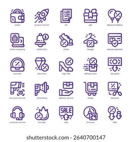 Cyber Monday Icon pack for your website, mobile, presentation, and logo design. Cyber Monday Icon line basic color design. Vector graphics illustration and editable stroke.