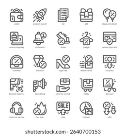 Cyber Monday Icon pack for your website, mobile, presentation, and logo design. Cyber Monday Icon outline design. Vector graphics illustration and editable stroke.