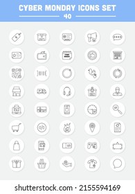 Cyber Monday Icon Set In Black Stroke.