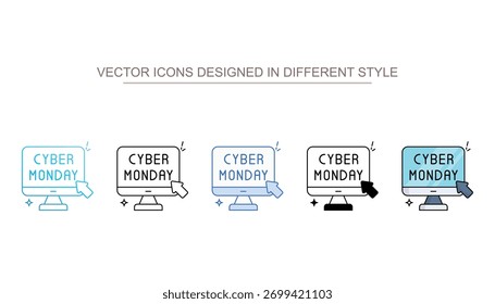Cyber Monday icon set with different style