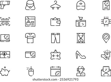 Cyber monday icons collection is a vector illustration with editable stroke.