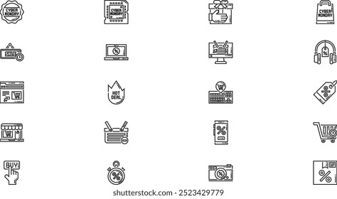 Cyber monday icons High-Quality Vector Icons Collection with Editable Stroke. Ideal for Professional and Creative Projects.