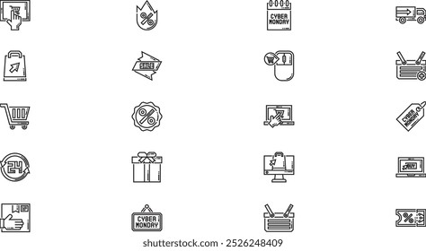 Cyber monday icons High-Quality Vector Icons Collection with Editable Stroke. Ideal for Professional and Creative Projects.