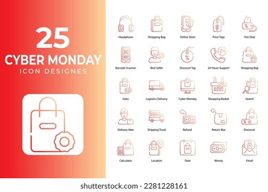 Cyber Monday icons, Related Objects and Elements. Vector Illustration Collection. creative Icons Set. stock illustration