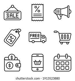 Cyber Monday icons Set of E-Commerce and Shopping related Vector Line Icons.