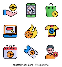 Cyber Monday icons Set of E-Commerce and Shopping related Vector Colored Line Icons.